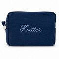 Knitter - Blue Waffle Project Pouch – Baby Blue Embroidery | Maker Favorite