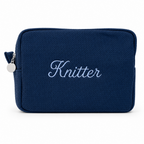 Knitter - Blue Waffle Project Pouch – Baby Blue Embroidery | Maker Favorite