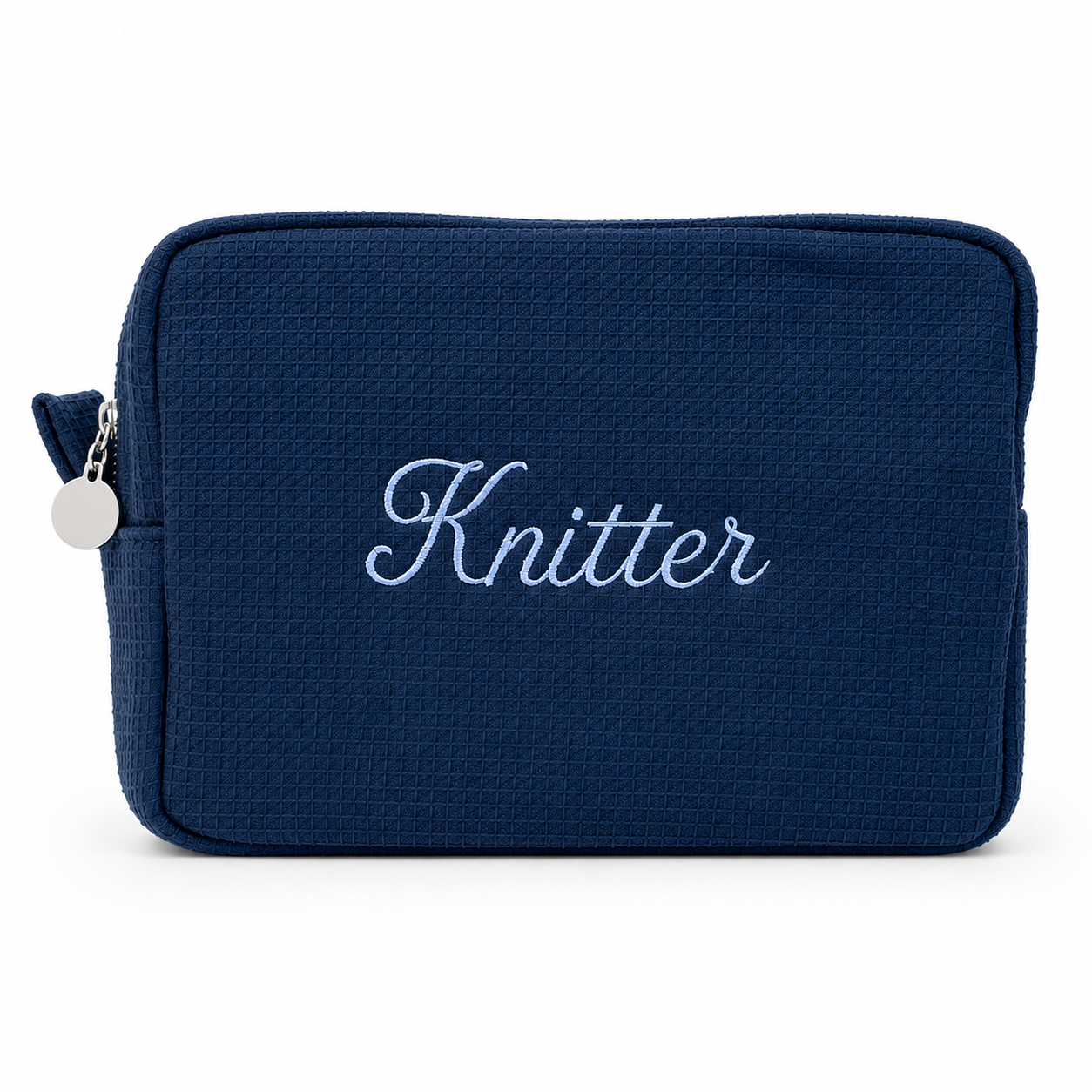 Knitter - Blue Waffle Project Pouch – Baby Blue Embroidery | Maker Favorite