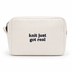 Knit Just Got Real - White Waffle Project Pouch – Navy Embroidery | Maker Favorite