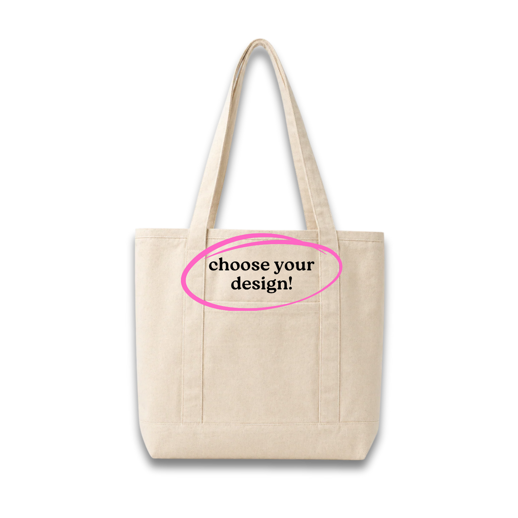 Make(r) Your Own | Canvas Pocket Tote Bag | Embroidered Knitting Project Tote
