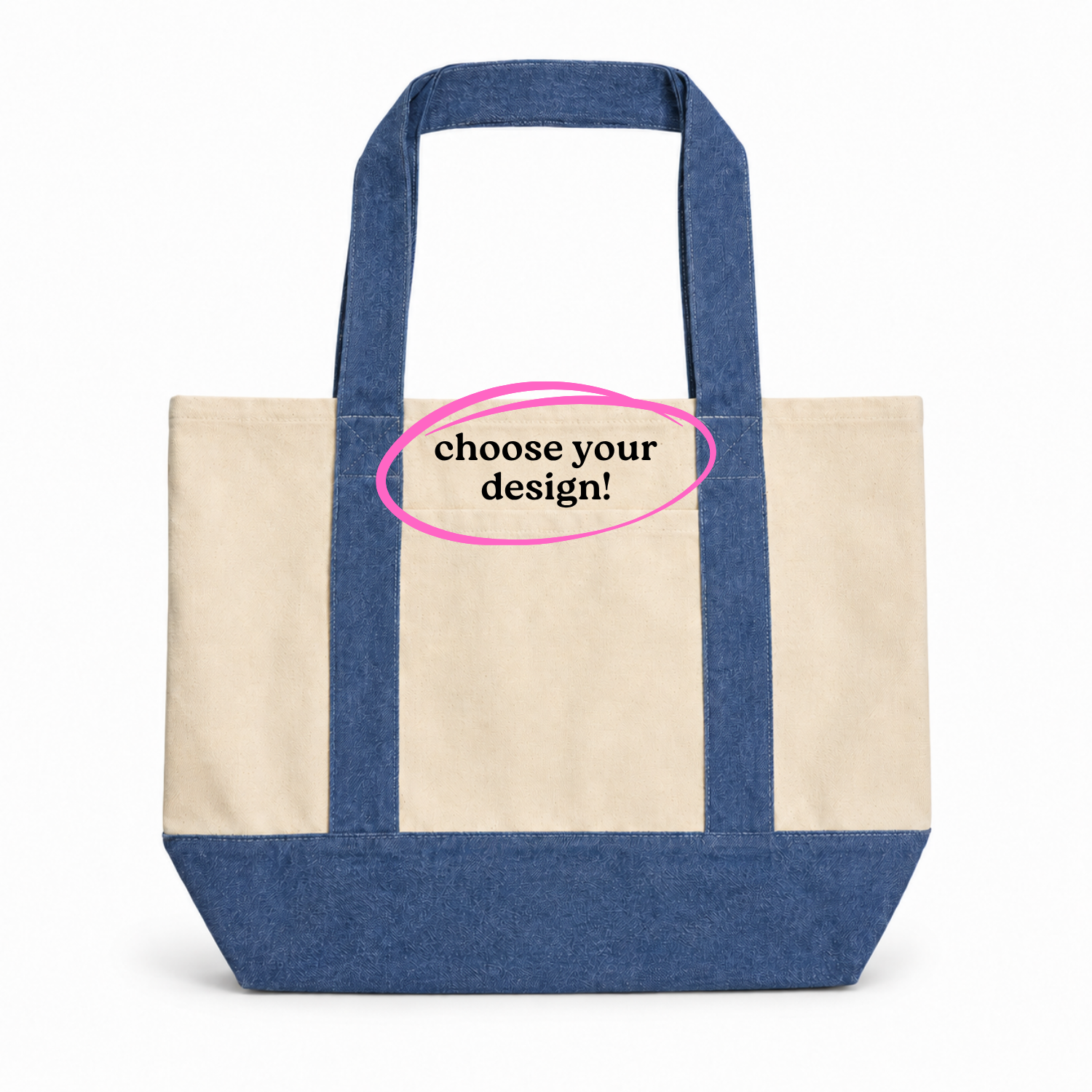 Make(r) Your Own | XL Denim/Canvas Pocket Tote Bag | Custom Embroidered Knitting Project Tote