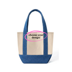 Make(r) Your Own | Mini Denim/Canvas Pocket Tote Bag | Embroidered Knitting Project Tote
