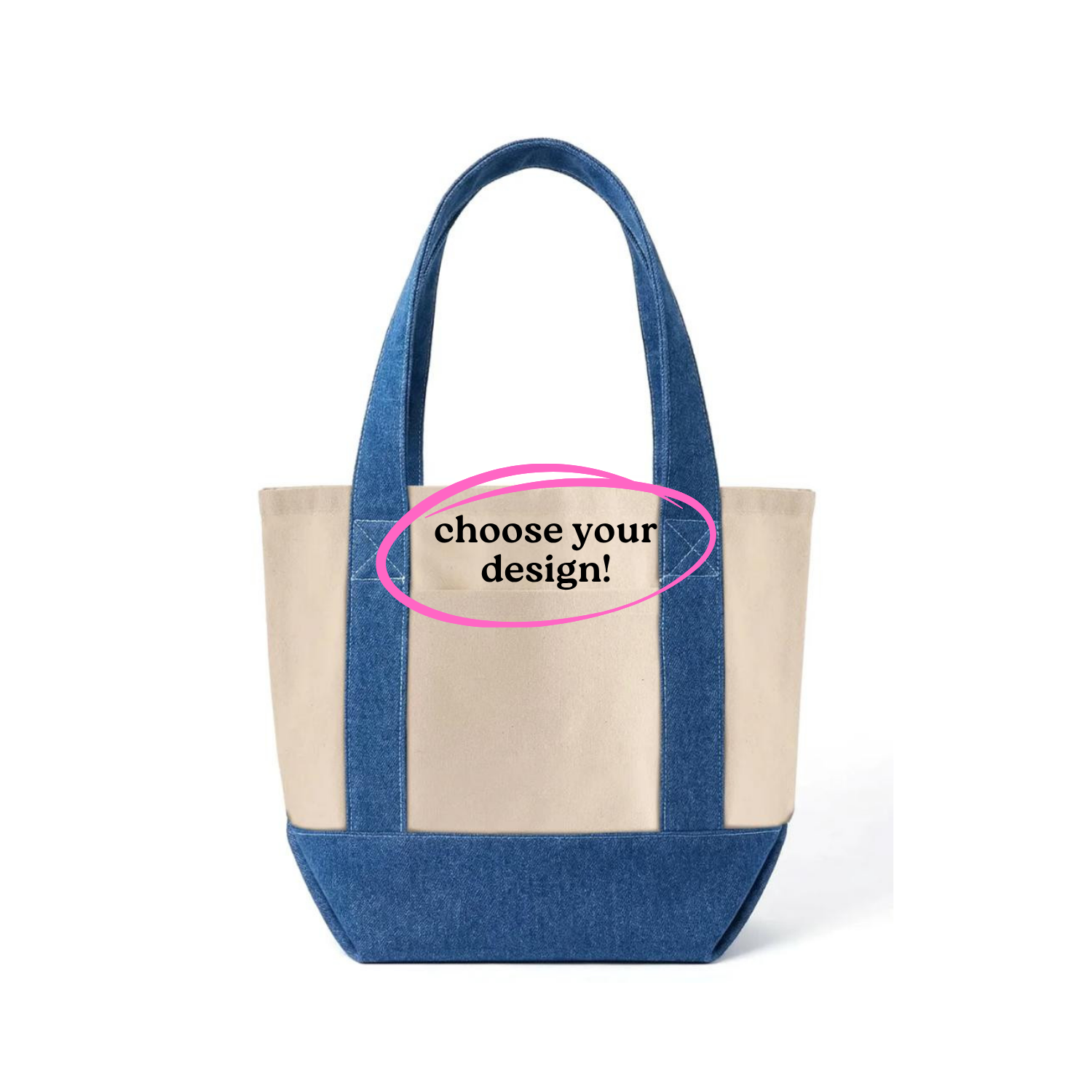 Make(r) Your Own | Mini Denim/Canvas Pocket Tote Bag | Embroidered Knitting Project Tote