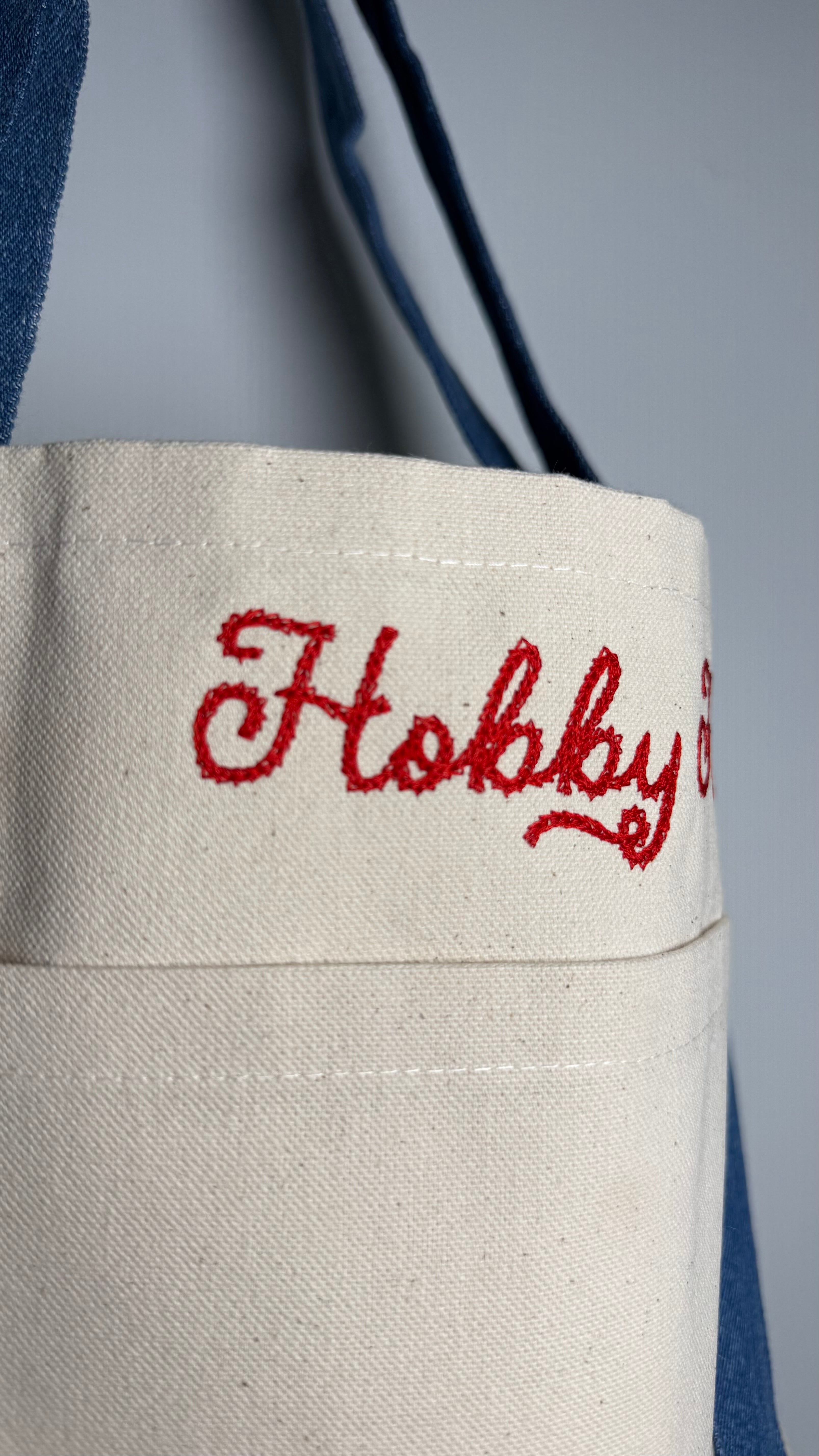 Hobby Ho - Canvas/Denim Tote – Embroidered Project Bag for Makers
