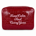 Keep Calm and Carry Yarn Cranberry Premium Croc Pouch – Pale Pink 3D Milkshake Embroidery