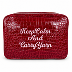 Keep Calm and Carry Yarn Cranberry Premium Croc Pouch – Pale Pink 3D Milkshake Embroidery