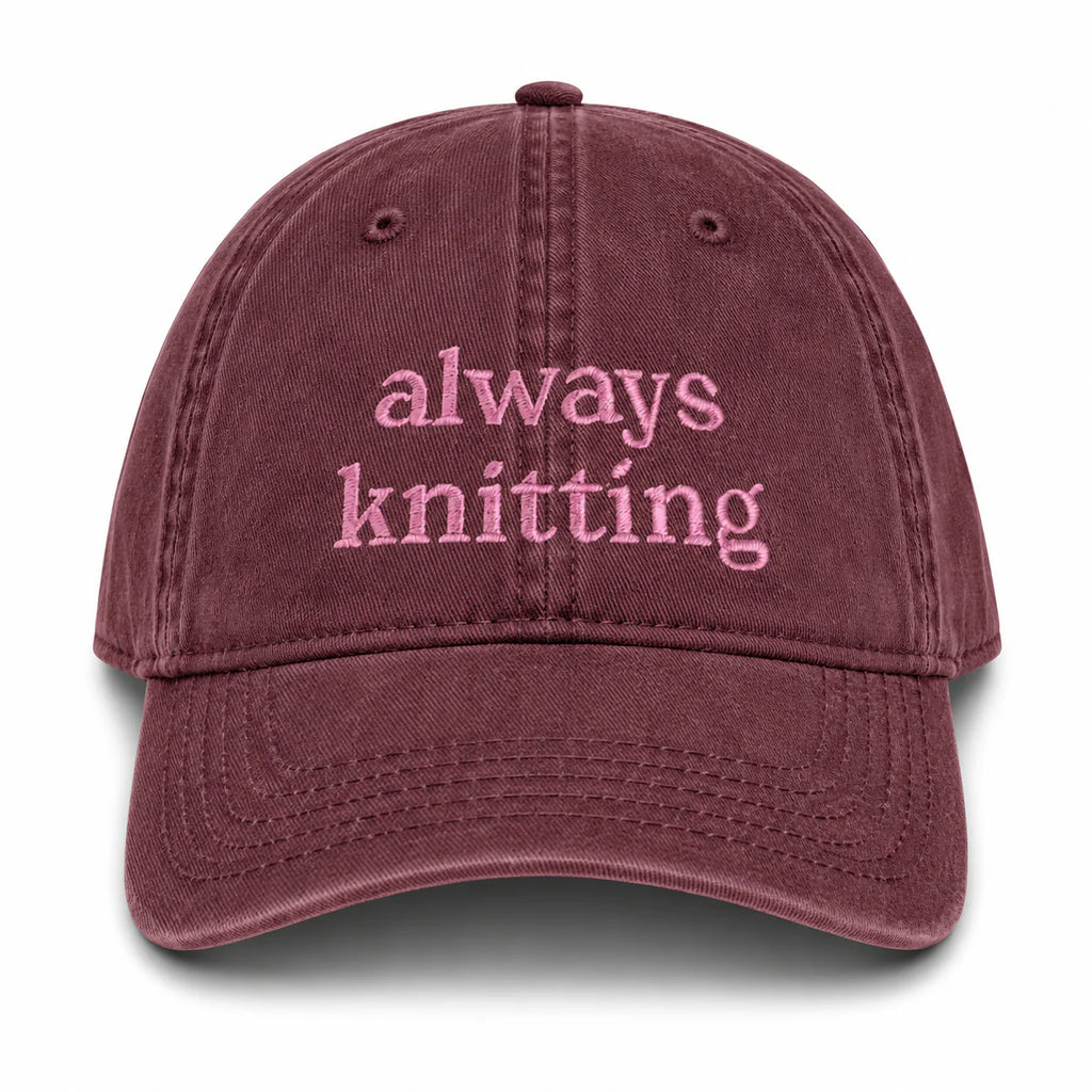 Maroon Dad Hat | Make(r) Your Own | Embroidered Knitting Hat for Makers