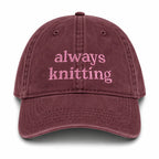 Maroon Dad Hat | Make(r) Your Own | Embroidered Knitting Hat for Makers