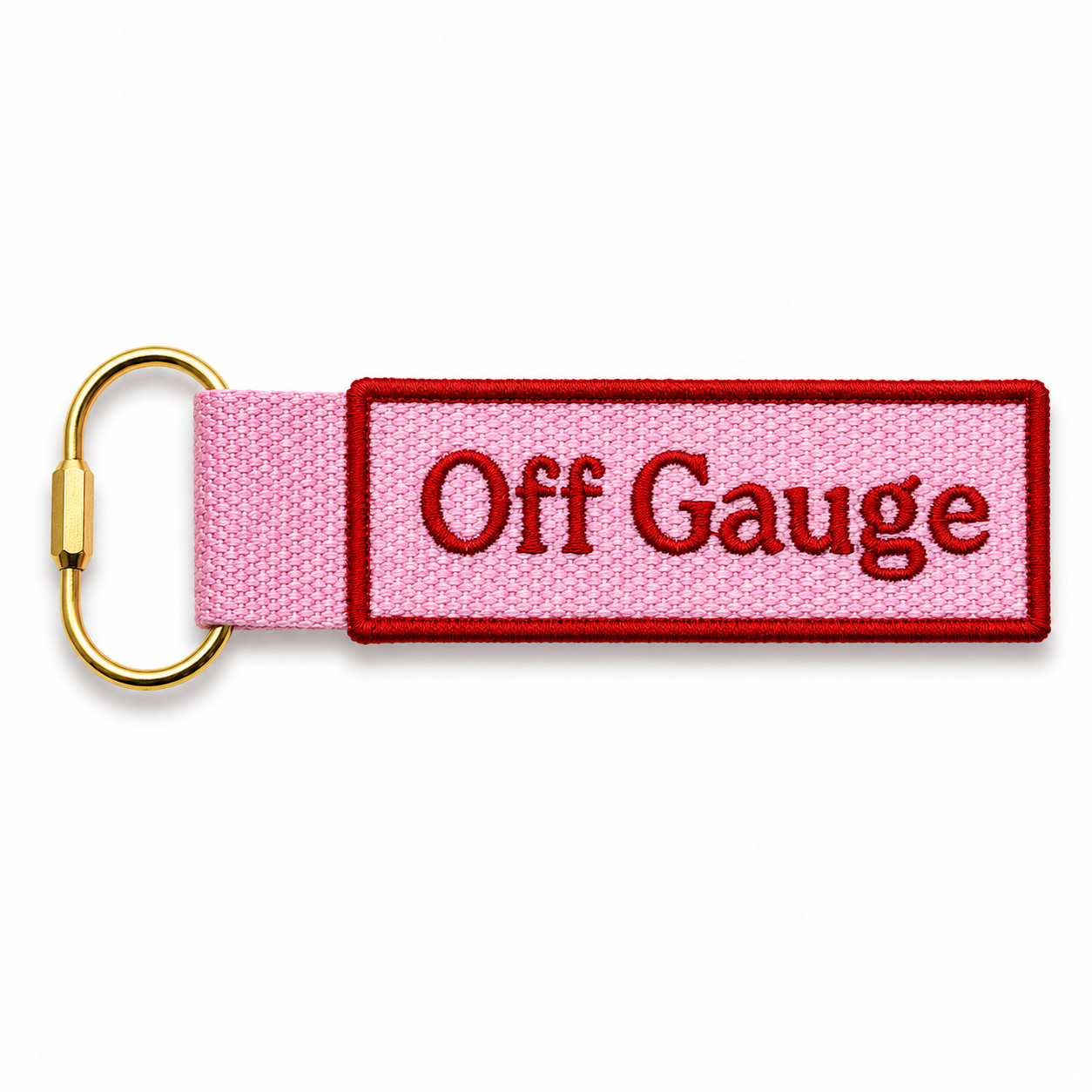 Off Gauge – Pink Bag Charm – Red Classic Embroidery | Maker Favorite