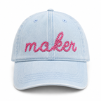 Maker - Light Wash Denim Hat – Pink Chain Stitch Embroidery | Maker Favorite