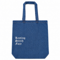 Resting Stitch Face - Natural Denim Tote – White Embroidery | TIMI