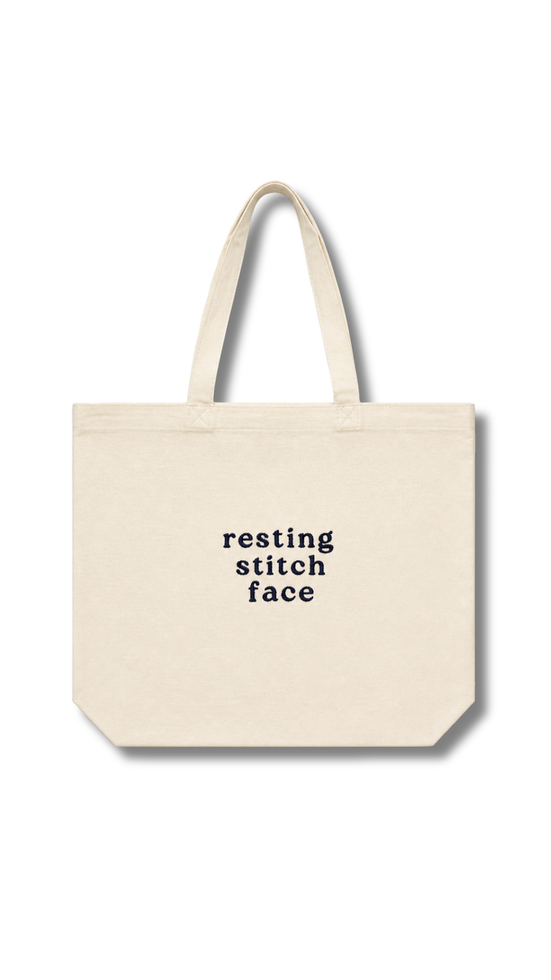 resting stitch face — Canvas Tote (Navy Embroidery)