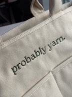 Probably Yarn Natural Canvas TIMI Tote™ – Dark Olive Classic Embroidery