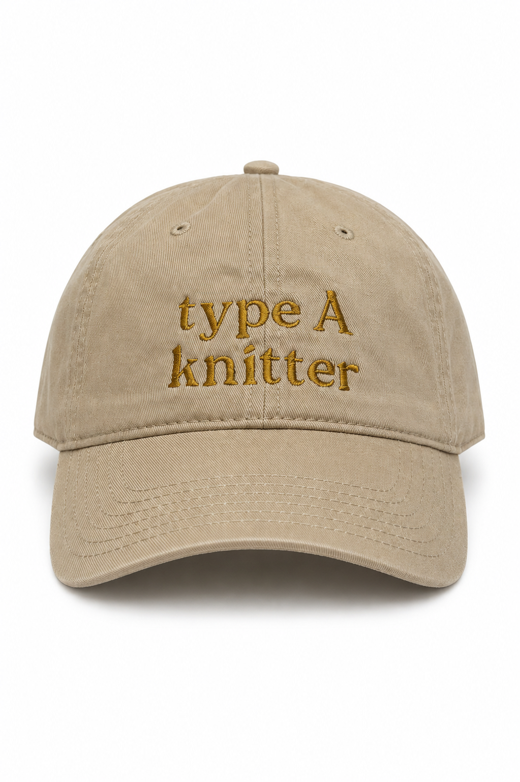 Tan Dad Hat | Make(r) Your Own | Custom Embroidered Knitting Hat for Makers