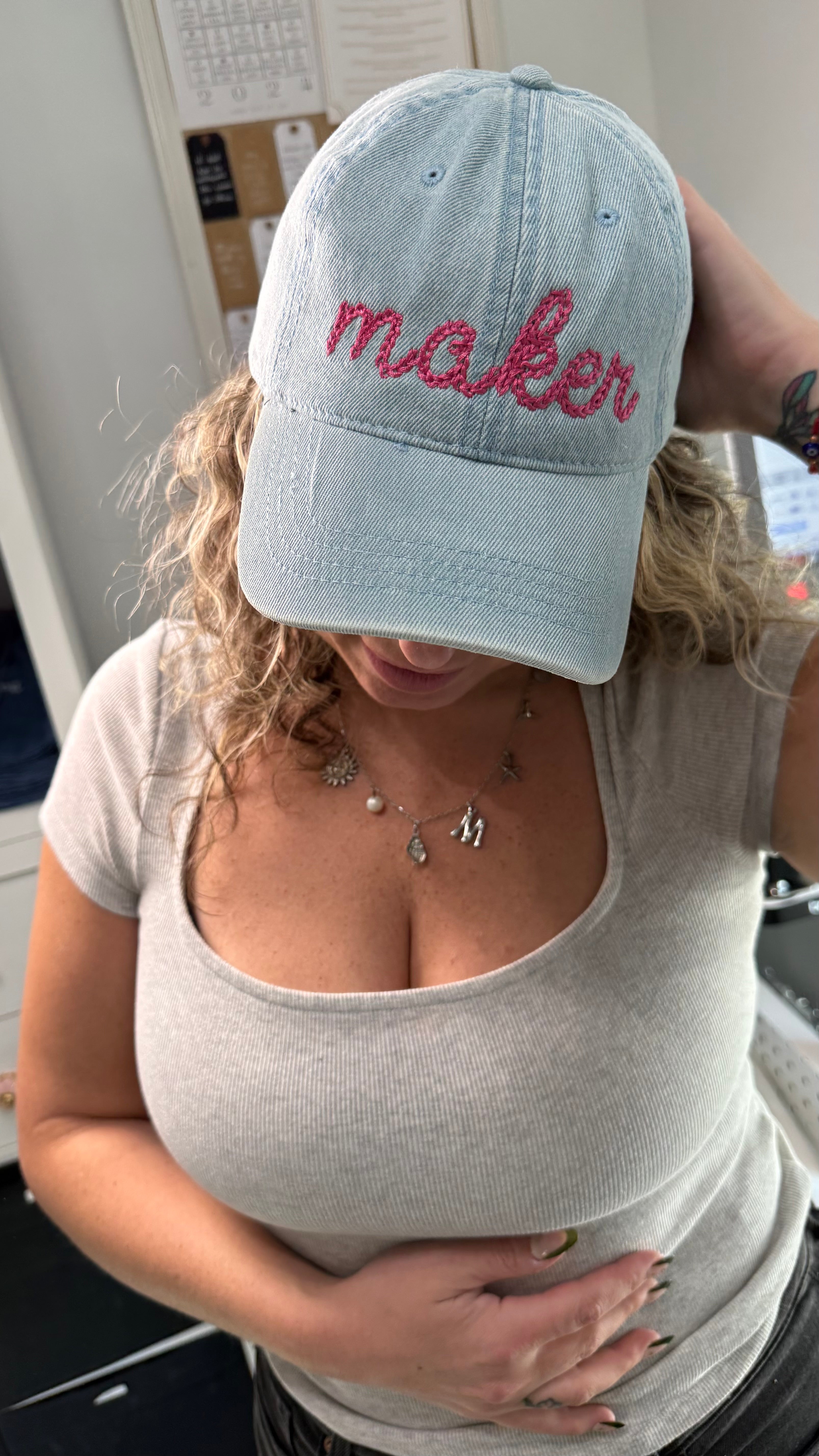 maker (chain stitch) - denim hat