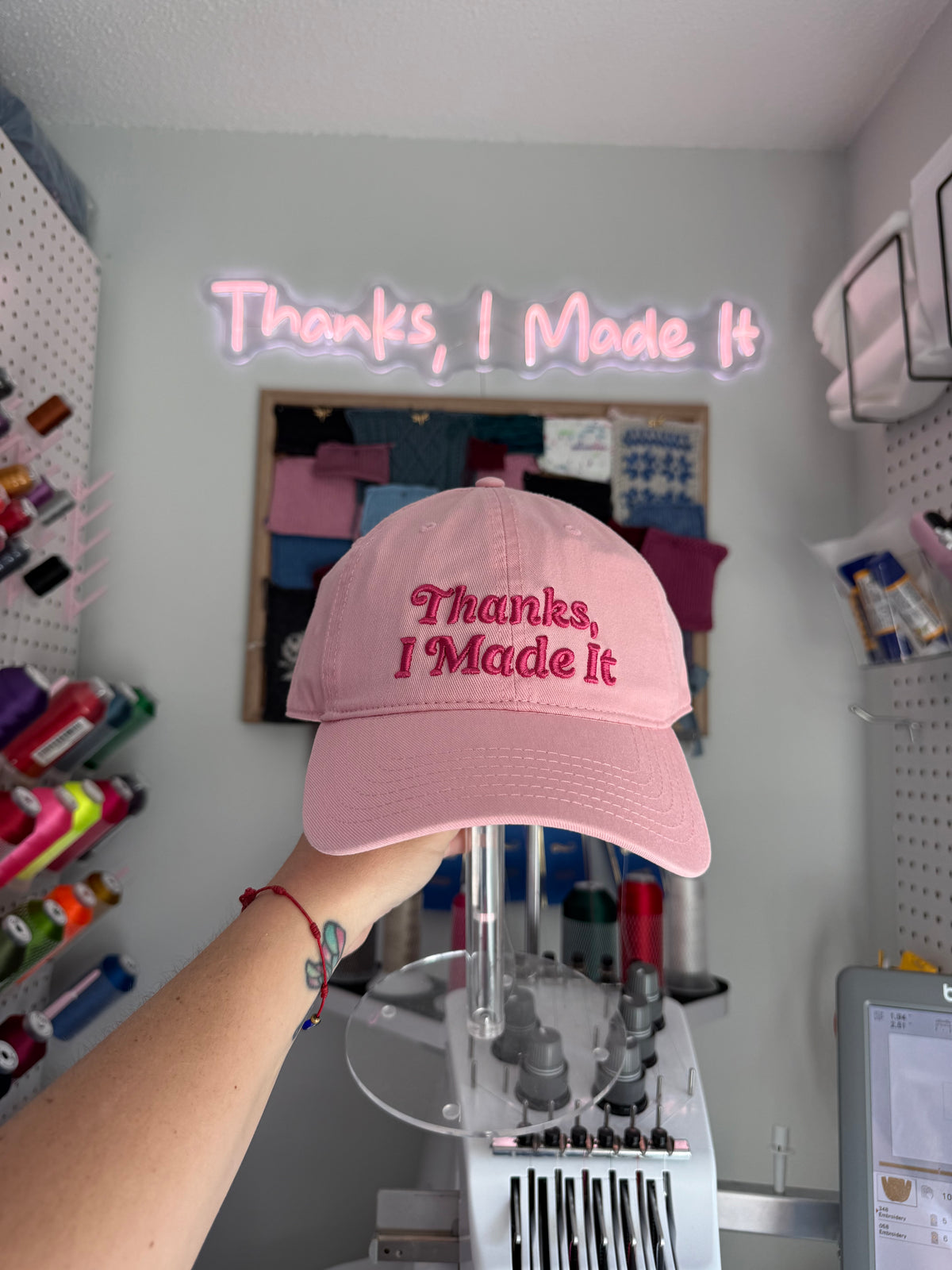 Thanks, I Made It | Pink Edition Puff Embroidered Hat 🎀