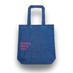 Make(r) Your Own | Medium Denim Tote Bag | Embroidered Knitting Project Tote