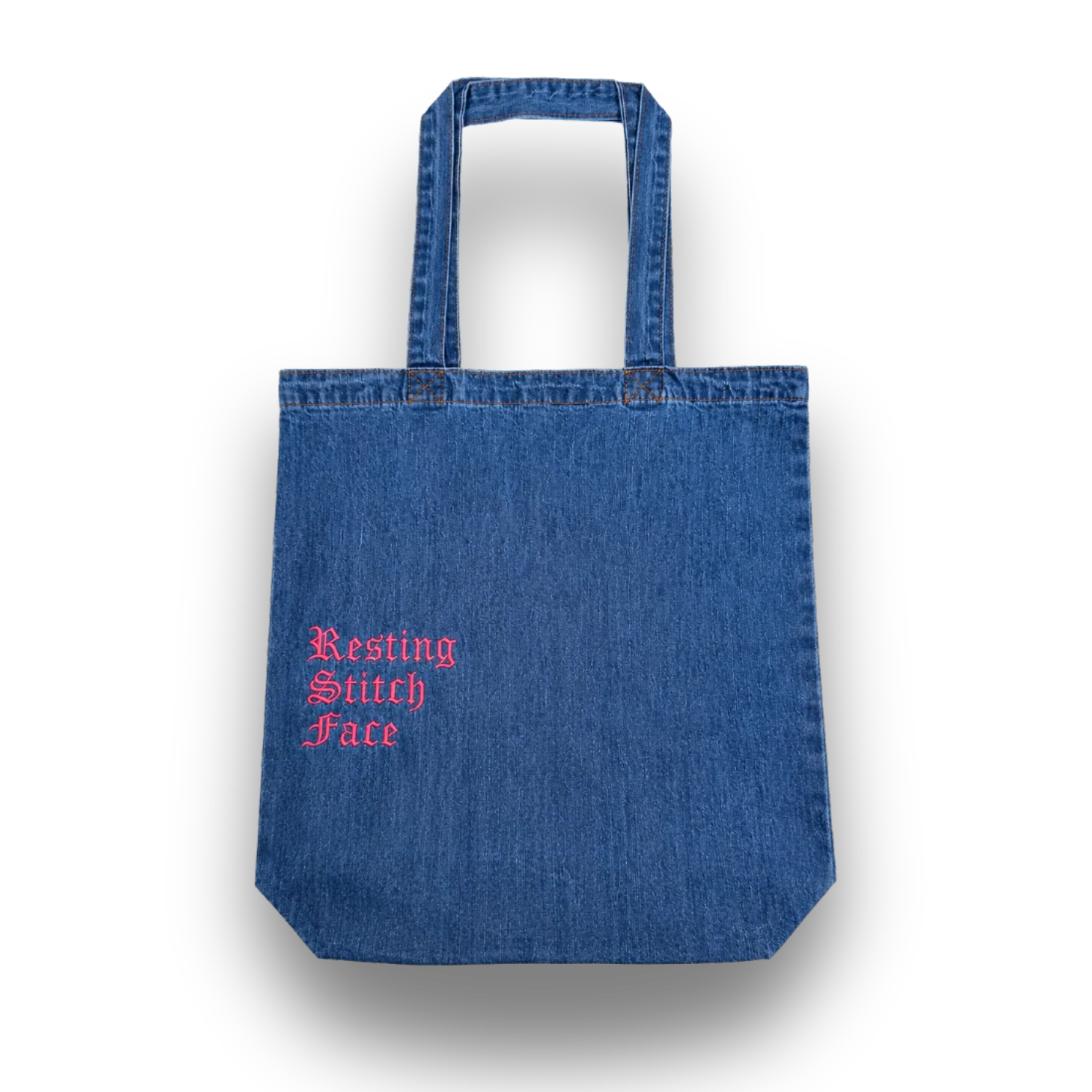 Make(r) Your Own | Medium Denim Tote Bag | Embroidered Knitting Project Tote
