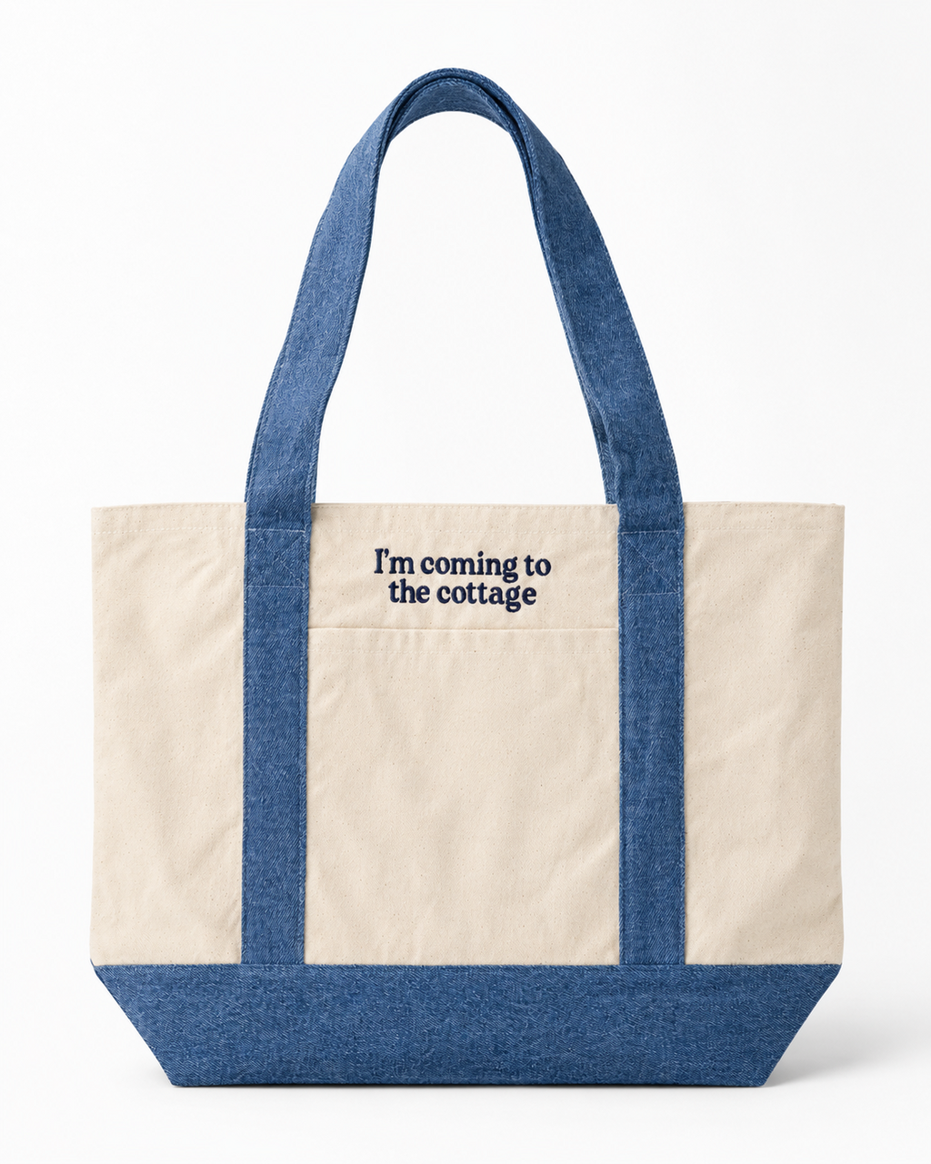 Make(r) Your Own | XL Denim/Canvas Pocket Tote Bag | Custom Embroidered Knitting Project Tote