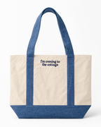 Make(r) Your Own | XL Denim/Canvas Pocket Tote Bag | Custom Embroidered Knitting Project Tote