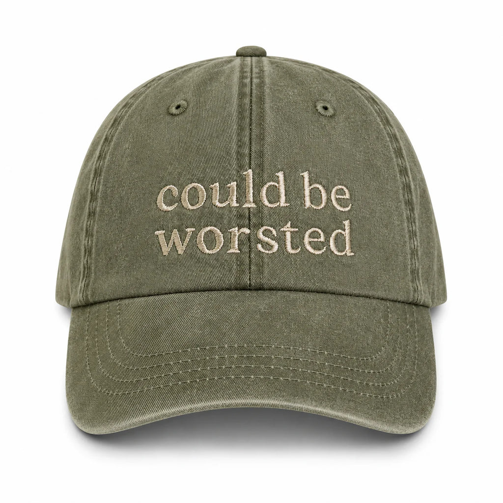 Olive Green Dad Hat | Make(r) Your Own | Embroidered Knitting Hat for Makers