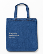 Make(r) Your Own | Medium Denim Tote Bag | Embroidered Knitting Project Tote
