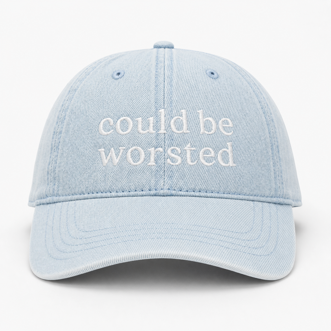 Could Be Worsted - Light Wash Denim Hat – White Embroidery | TIMI