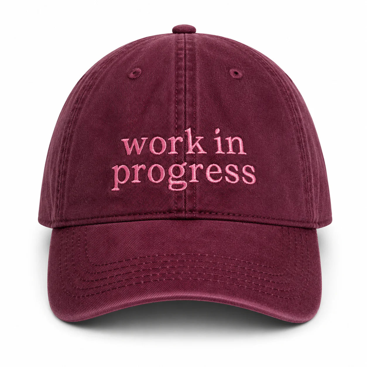 Maroon Dad Hat | Make(r) Your Own | Embroidered Knitting Hat for Makers