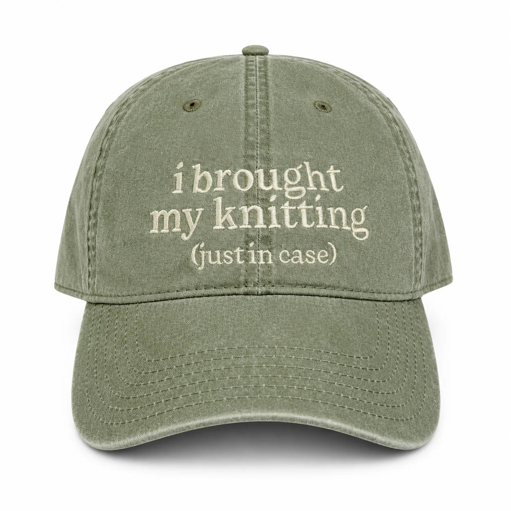 Olive Green Dad Hat | Make(r) Your Own | Embroidered Knitting Hat for Makers