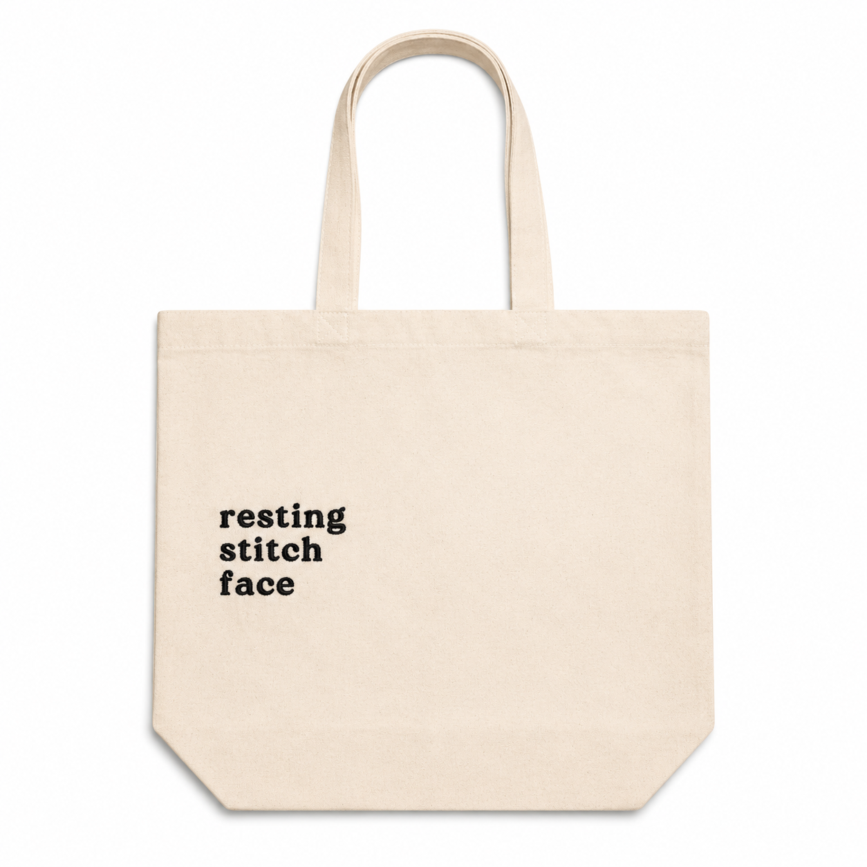 Resting Stitch Face - Canvas Tote – Black Embroidery | TIMI