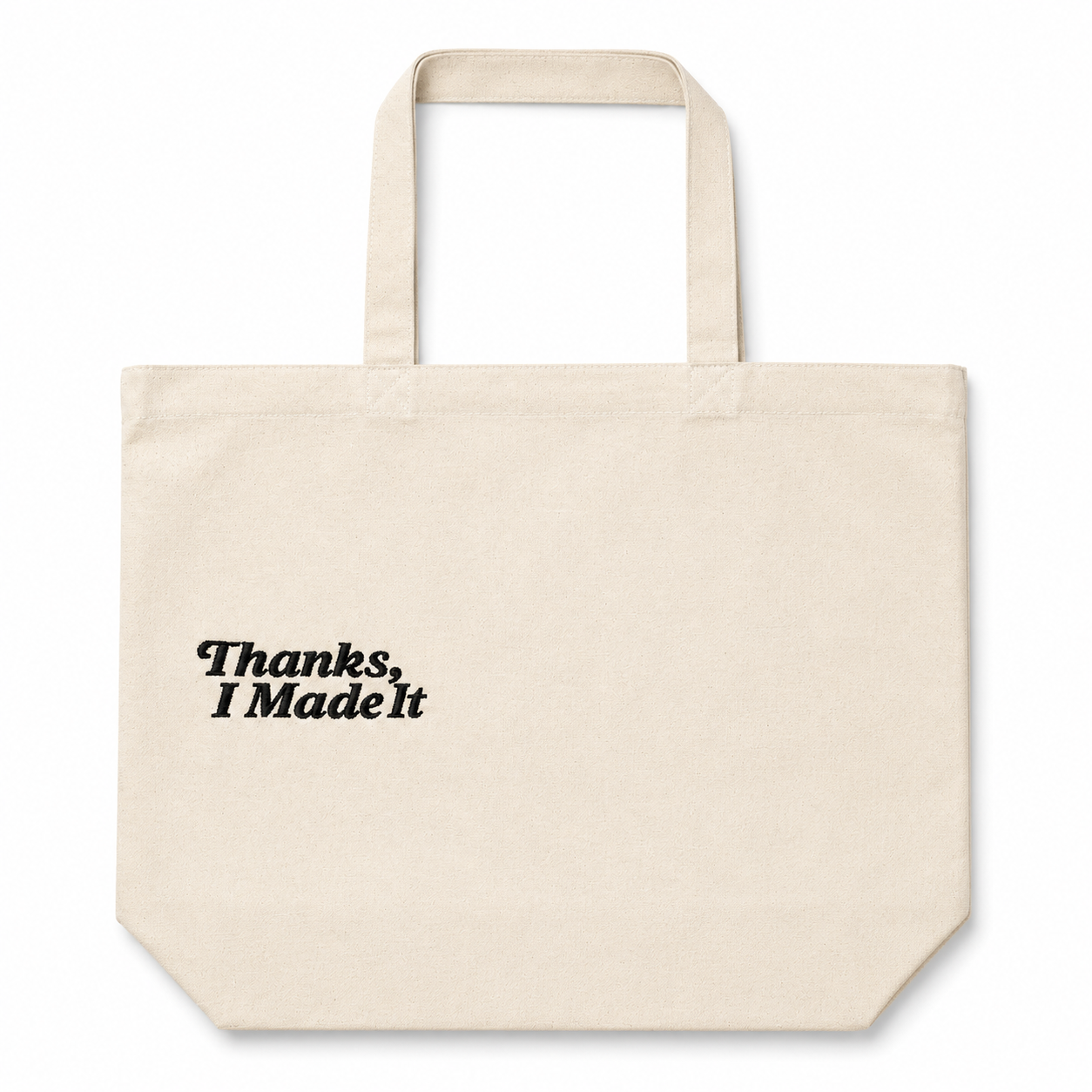 Thanks, I Made It – Canvas Tote – Black Embroidery | Maker Favorite