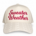 Sweater Weather Cream Sweater Hat – Pink 3D Puff Embroidery