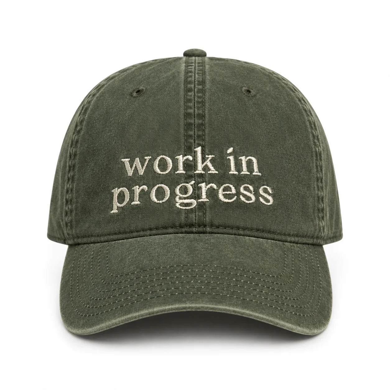 Olive Green Dad Hat | Make(r) Your Own | Embroidered Knitting Hat for Makers