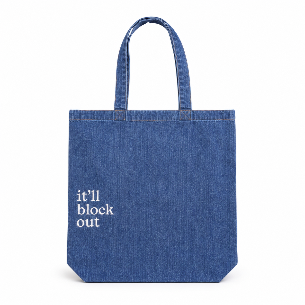 It’ll Block Out - Natural Denim Tote – Embroidery | TIMI
