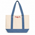 Hobby Ho - XL Canvas/Denim Tote – Red Chain Stitch Embroidery | Maker Favorite
