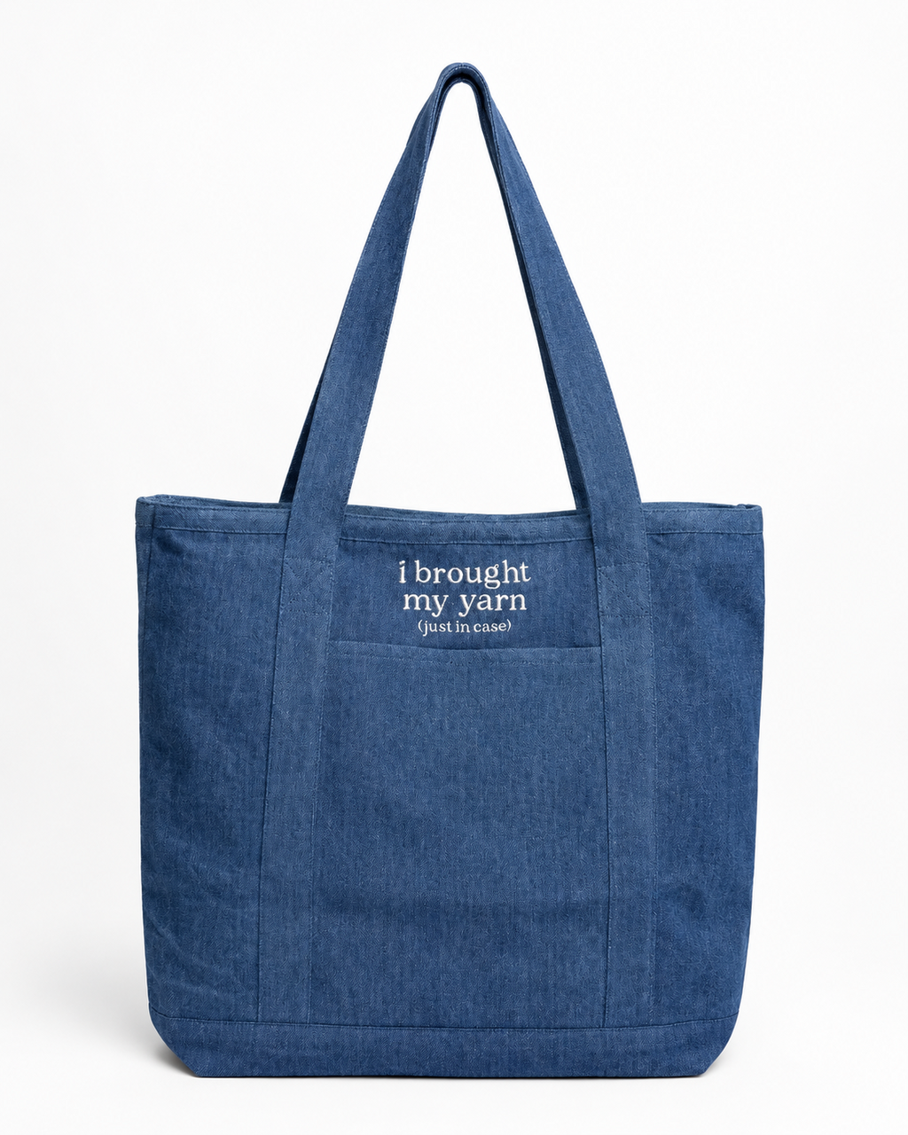 Make(r) Your Own | Denim Pocket Tote Bag | Embroidered Knitting Project Tote