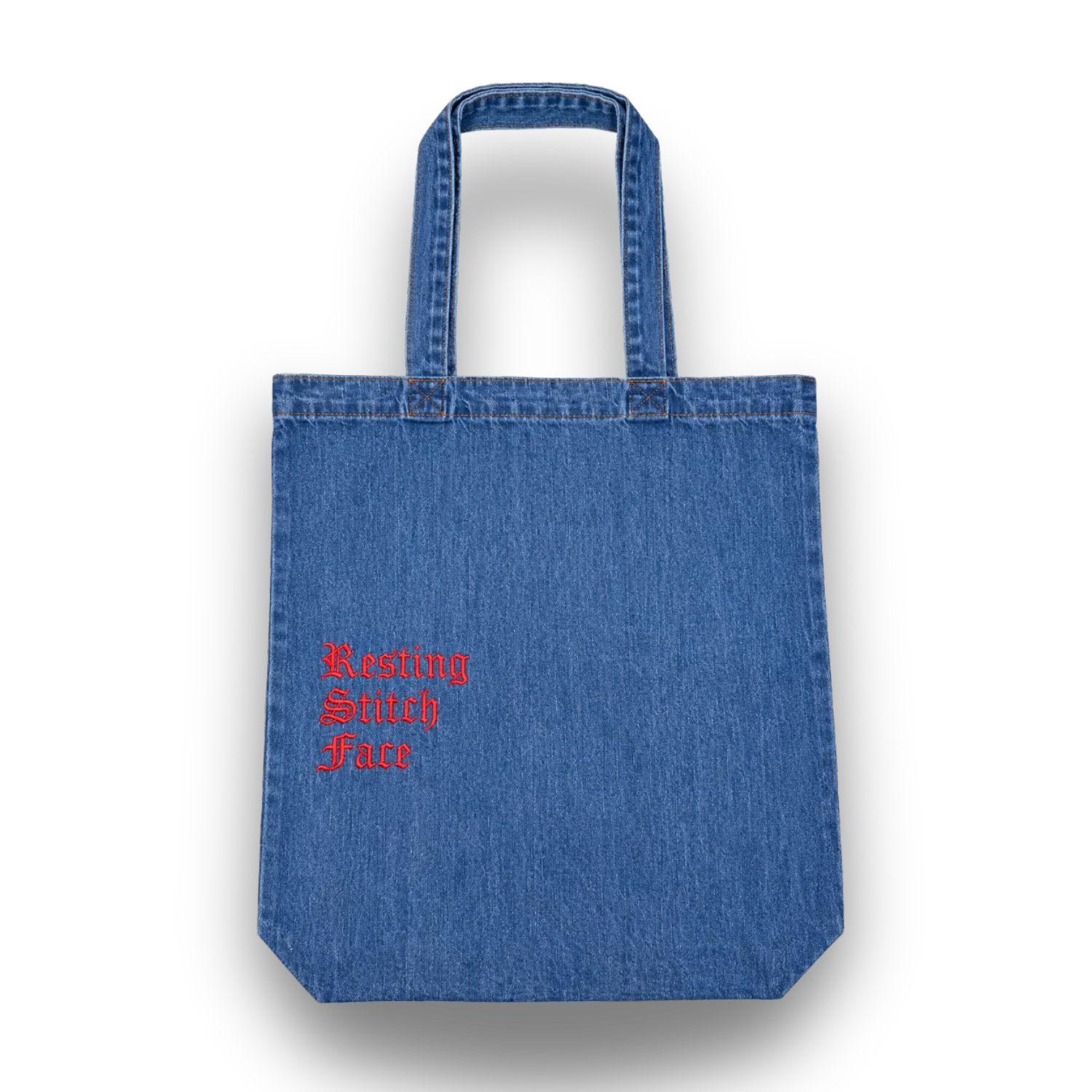 Make(r) Your Own | Medium Denim Tote Bag | Embroidered Knitting Project Tote