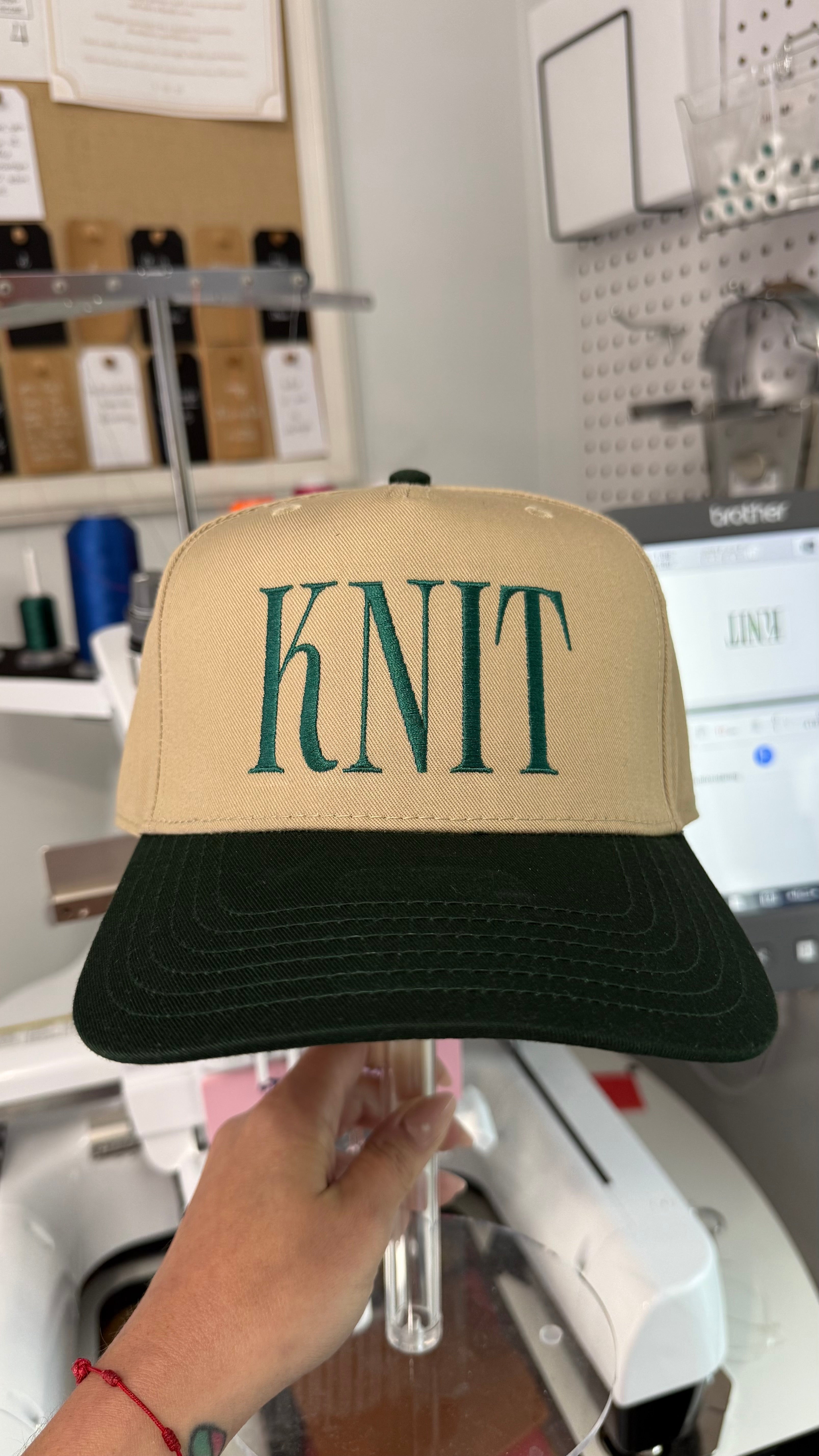 KNIT – Khaki/Forest Green Structured Hat – Forest Green Embroidery | Maker Favorites