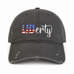 LIBerty – Distressed Washed Cotton Hat – Flag + White Embroidery | Maker Favorite