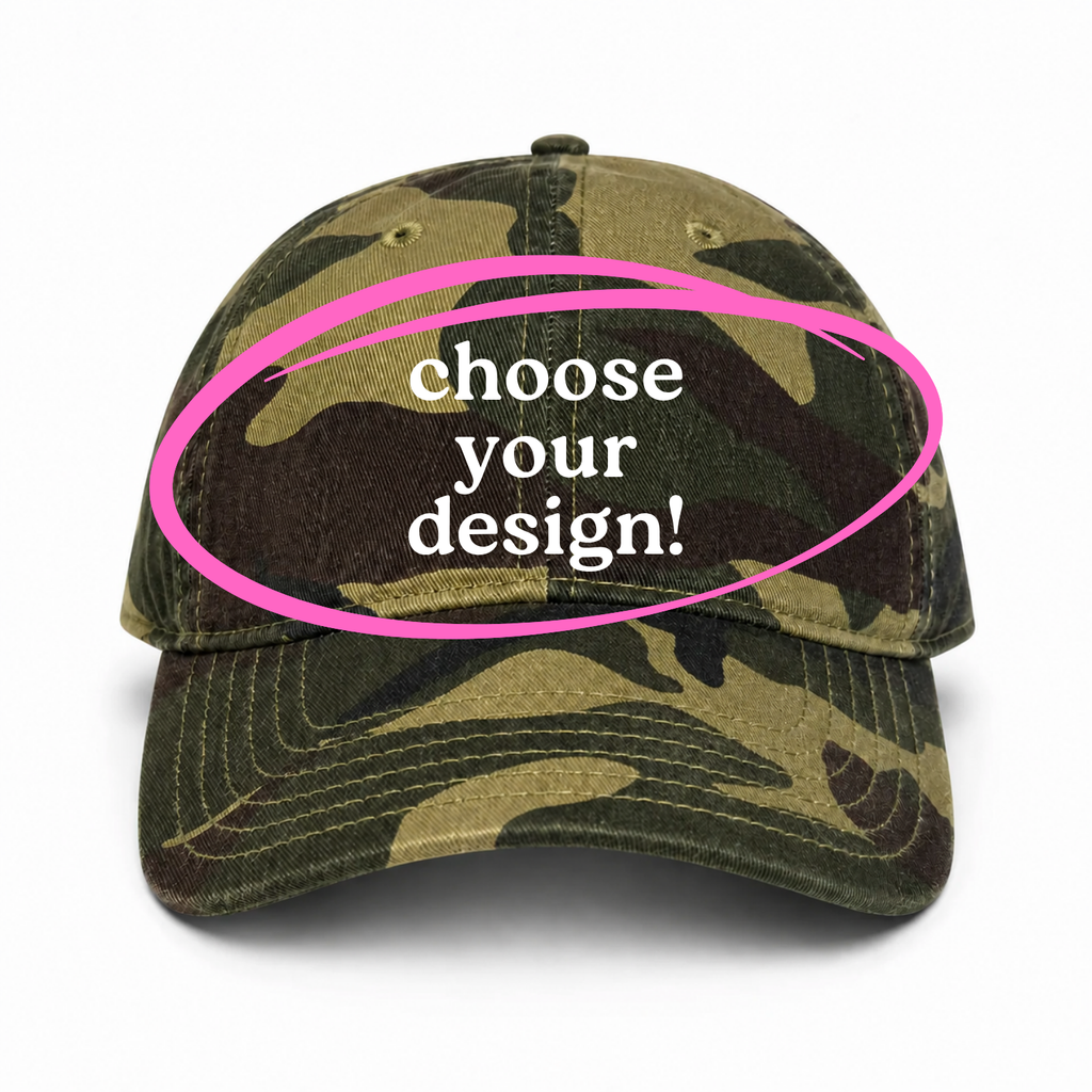 Camo Dad Hat | Make(r) Your Own | Custom Embroidered Knitting Hat for Makers
