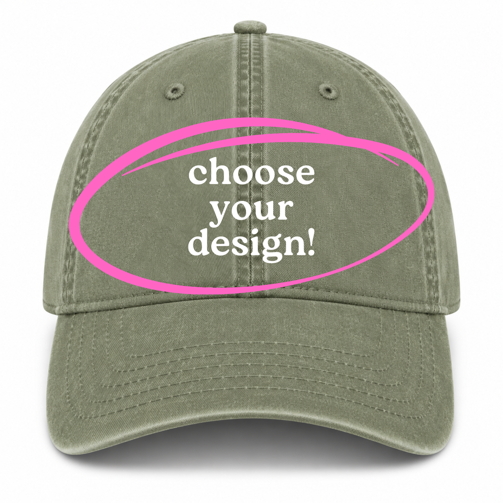 Olive Green Dad Hat | Make(r) Your Own | Embroidered Knitting Hat for Makers