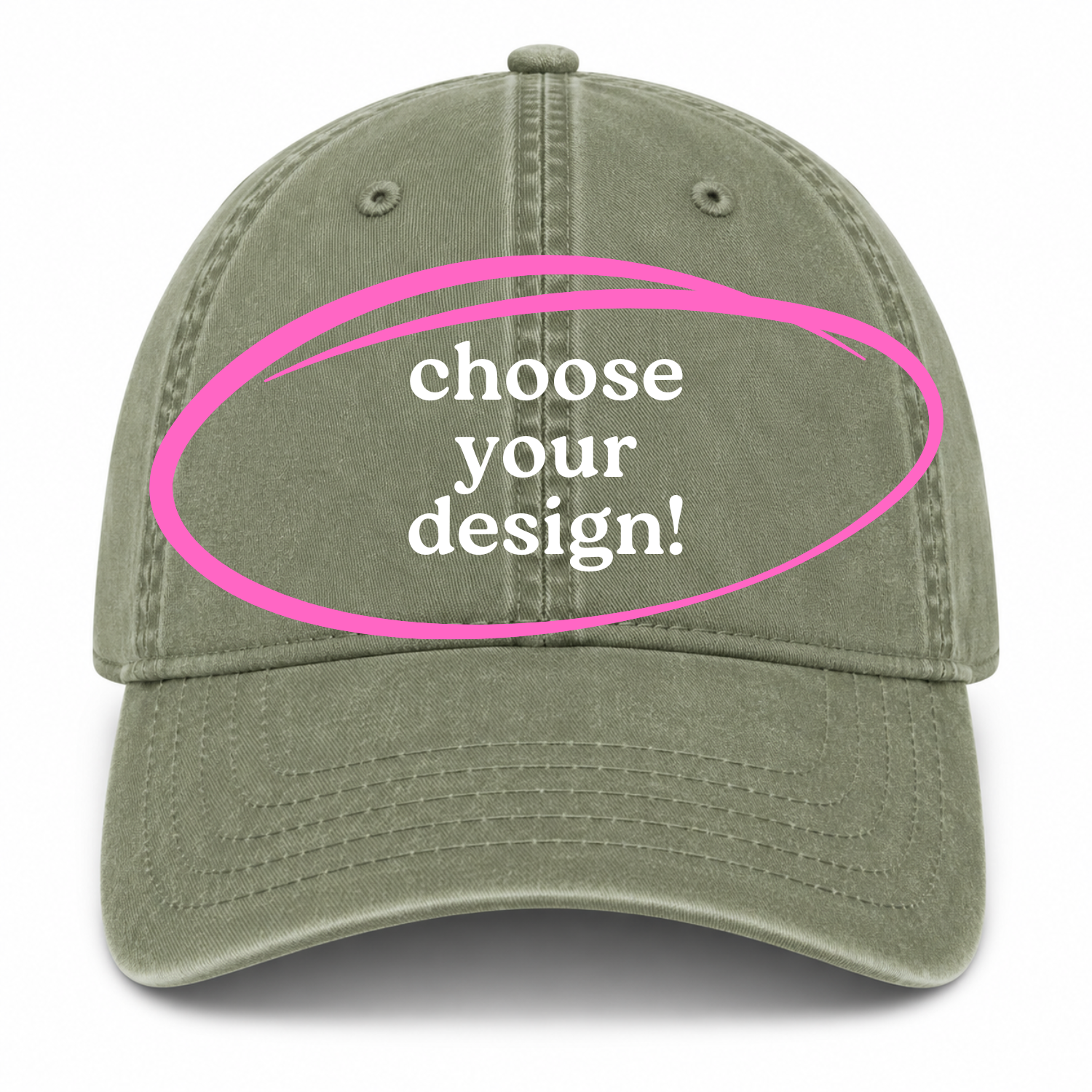 Olive Green Dad Hat | Make(r) Your Own | Embroidered Knitting Hat for Makers