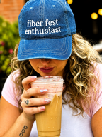 Fiber Fest Enthusiast – Medium Denim Hat – White Embroidery | Maker Favorite