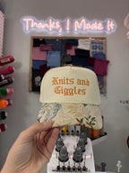 Knits and Giggles Jacquard Floral Brim Hat – Burnt Orange Gothic Embroidery