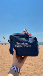 Emotional Support WIP - Dark Blue Waffle Project Pouch – Silver Metallic Embroidery | Maker Favorite