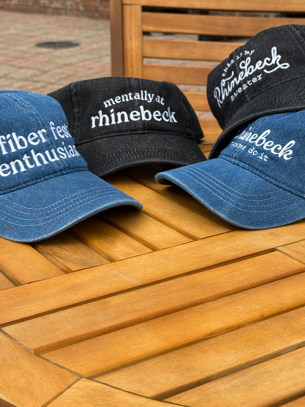 Fiber Fest Enthusiast – Medium Denim Hat – White Embroidery | Maker Favorite