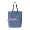 Make(r) Your Own | Medium Denim Tote Bag | Embroidered Knitting Project Tote
