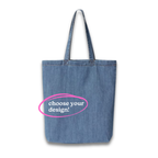 Make(r) Your Own | Medium Denim Tote Bag | Embroidered Knitting Project Tote