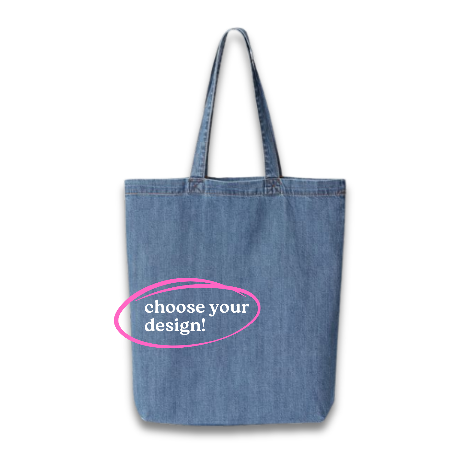 Make(r) Your Own | Medium Denim Tote Bag | Embroidered Knitting Project Tote